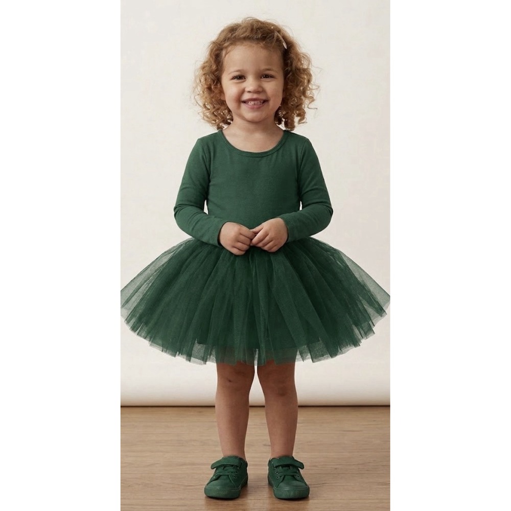 I Love Plum Long Sleeve Tutu Ballet Size 6-12 Months Pageant Tulle BFF Evergreen